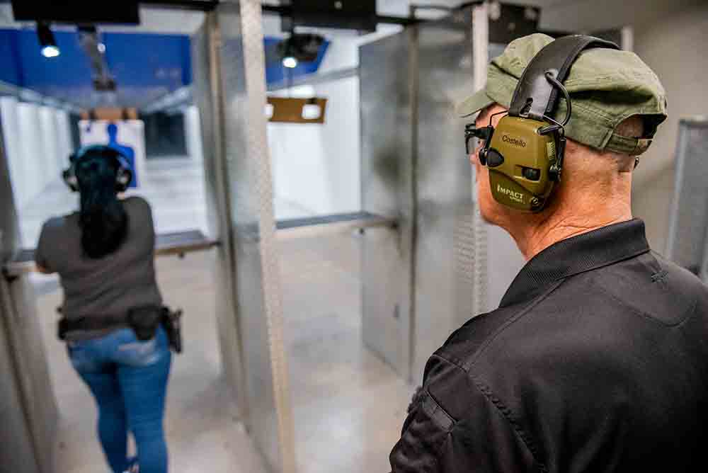 Gun instructor at shooting range