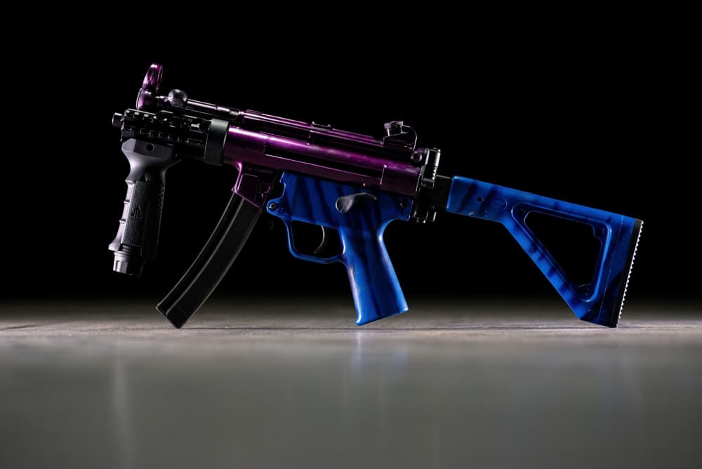 multi colored sub machine gun