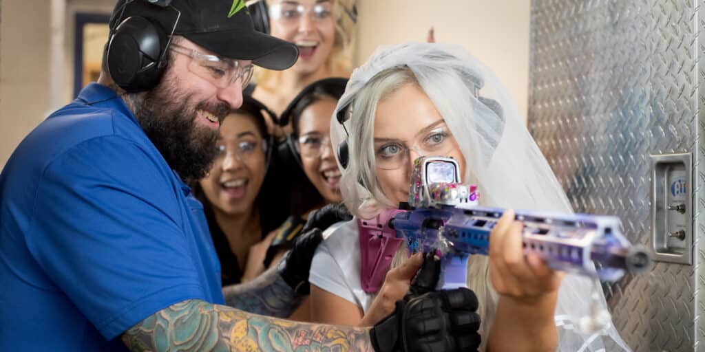 A Bachelorette party shooting at The Range 702.