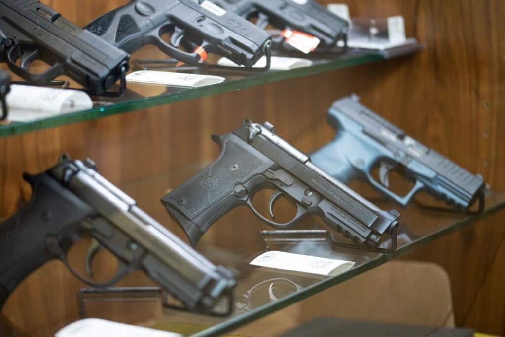 A row of pistols from The Range 702.