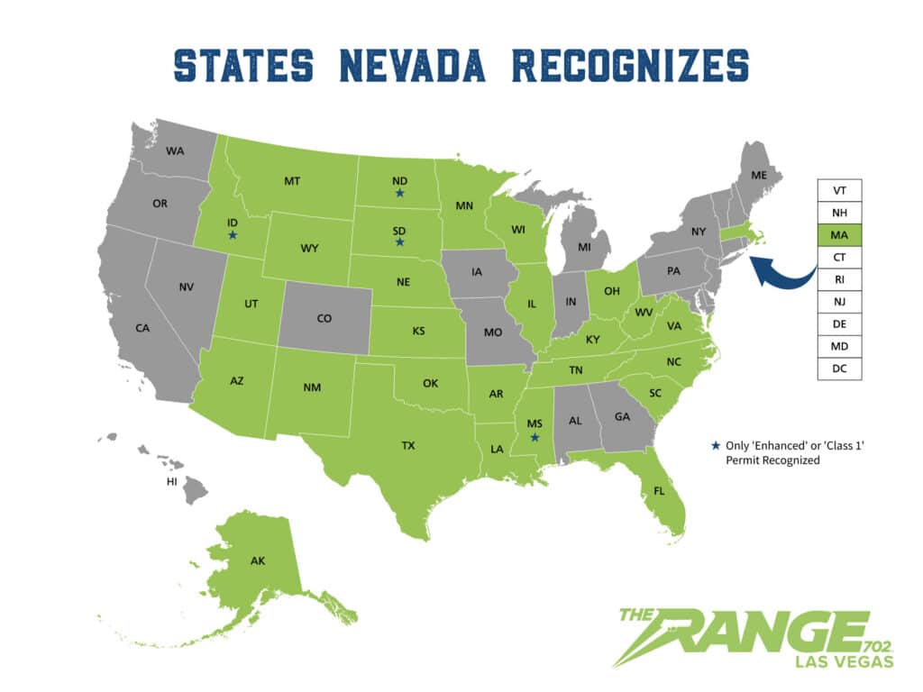 A Map Of The United States Showing Which States' Ccw Permits Nevada Recognizes - Information Current As Of July 2025.
